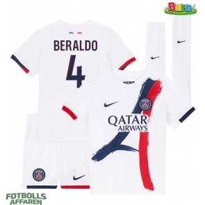 Paris Saint-Germain Lucas Beraldo #4 Bortaställ Barn 2025-26 Kortärmad (+ Korta byxor)